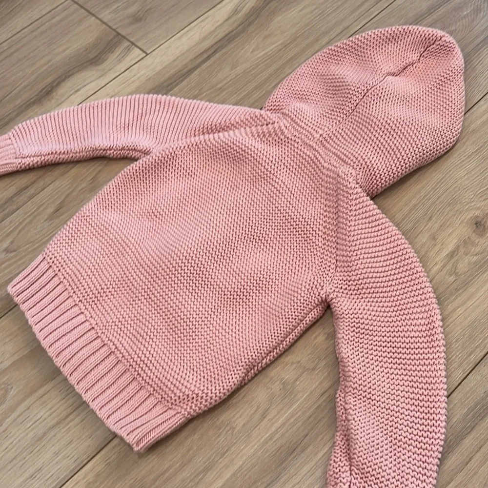Gap Pink Cotton Knit Hoodie Sweatshirt